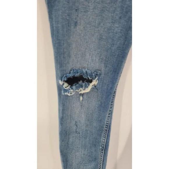 Free People Womens Jeans Size 29 Blue Distressed Frayed Hem Skinny Boho Indie - Picture 3 of 11